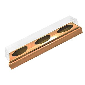 Caixa Ovo de Colher Triplo em Linha - Meio Ovo de 100g a 150g - 38,5cm x 8cm x 8cm - Kraft - 5unidades - Assk - Páscoa R