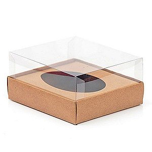 Caixa Ovo de Colher - Meio Ovo de 350g - 20,5cm x 17cm x 9,7cm - Kraft - 5unidades - Assk - Páscoa Rizzo Embalagens