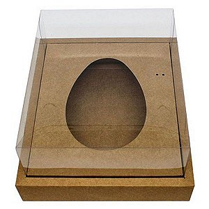 Caixa Ovo de Colher com Moldura - Meio Ovo de 500g - 23cm x 19cm x 9,7cm - Kraft - 5unidades - Assk - Páscoa Rizzo