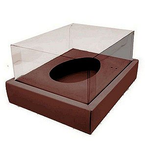 Caixa Ovo de Colher com Moldura - Meio Ovo de 250g - 20cm x 15,5cm x 10cm - Marrom - 5unidades - Assk - Páscoa R