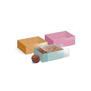 Caixa Luva com Tampa de Acetato para 2 Doces - 7,5X7,5X4,5 cm - Chocolatier  - 8 un. - Cromus