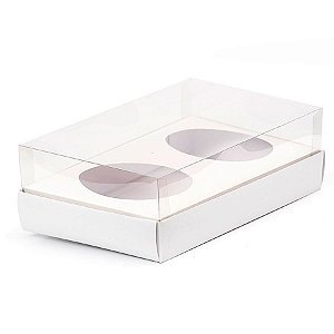 Caixa Ovo de Colher Duplo - Meio Ovo de 100g a 150g - 20cm x 13cm x 8,8cm - Branca - 5unidades - Assk - Páscoa Rizzo Emb