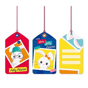 Tags De Para com cordão - Brilho de Páscoa - 12 unidades - Cromus Páscoa - Rizzo