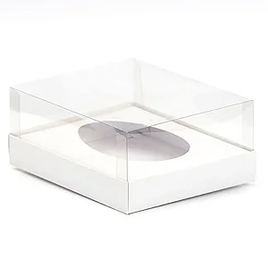 Caixa Ovo de Colher - Meio Ovo de 350g - 20,5cm x 17cm x 9,7cm - Branca - 5unidades - Assk - Páscoa Rizzo Embalagens