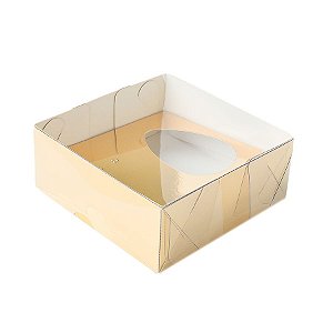 Caixa Ovo de Colher - Meio Ovo de 50g - 10cm x 10cm x 4cm - Ouro - 5unidades - Assk - Páscoa Rizzo Embalagens