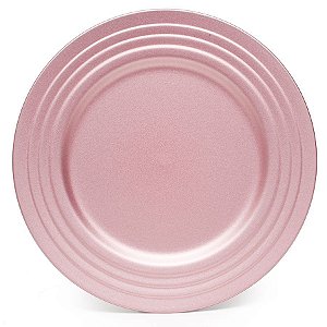Sousplat Rosa Brilhante com Borda de Relevo - 33cm - Cromus - Rizzo