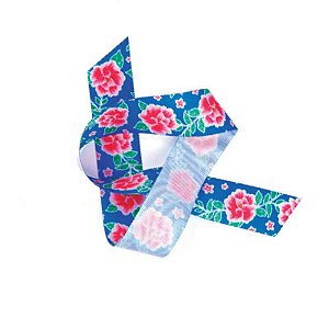 Fita de Cetim Flores Azul EGP009TR - Cor 124 - 38mm - 10 metros - Progresso - Rizzo Confeitaria