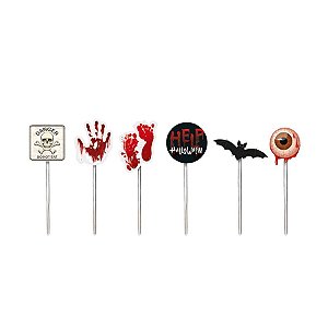 Pick Decorativo Halloween Caveira - 12 Unidades - Extra Festas