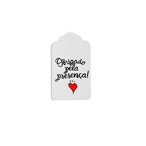 Tag Decorativa Branco com Furo - Obrigado pela Presença - 10 unidades - Rizzo