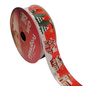 Fita de Cetim ECF 005TH 22mm -10m Cor 007 Vila de Natal - 01 unidade - Progresso Natal - Rizzo