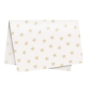 Papel de Seda - 49x69cm - Estrela Ouro e Marfim - 10 folhas - Rizzo