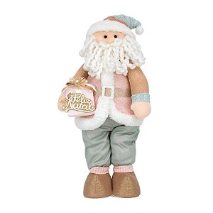 Papai Noel Segurando Presente Azul e Rosa - 01 unidade Cromus Natal -