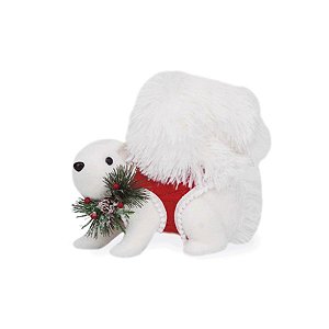 Esquilo Branco com Roupa Tricô Vermelha Mod2 - 01 unidade Cromus Natal -