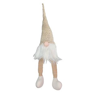 Boneco Natalino - Kringle Sentado - Creme & Branco - 01 UN - Cromus -