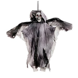 Enfeite Decorativo Halloween - Caveira Oscar - 50cm - Som, Luz e Movimento - 1 unidade - Cromus - Rizzo