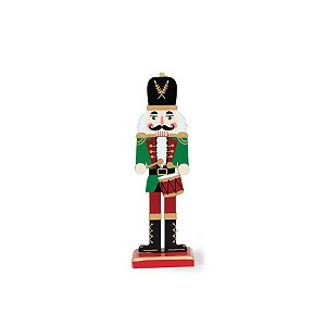Quebra Nozes de Madeira com Base Verde 25cm - 01 unidade Cromus Natal -