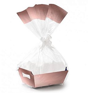 Kit Cesta De Papel Cartão Rose Gold P - 01 unidade - Rizzo Embalagens