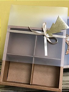 Caixa 4 divisórias Kraft - 15,5x15,5x5cm - Rizzo