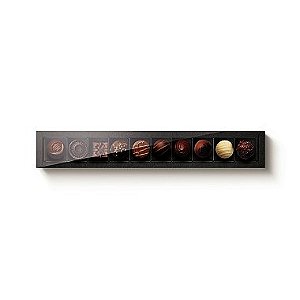 Caixa Retangular para 10 Doces Preto com Tampa Cristal - 10 unidades - 39x6x4cm - Cromus Profissional - Rizzo Embalagens