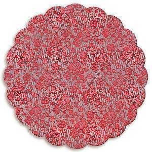 Fundo Rendado Redondo Vermelho 9cm (761001) - 100 unidades - Cromus - Rizzo Embalagens