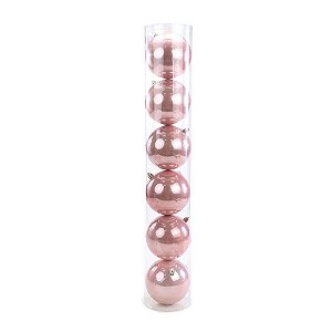 Bola de Natal em Tubo - Perolado Rose Gold - 10cm - 6 unidades - Cromus - Rizzo
