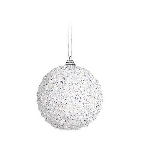 Bolas de Natal Flocada - Branco - 8cm - 6 unidades - Cromus - Rizzo