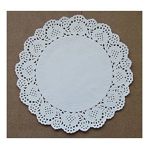 Fundo Rendado de Papel Redondo Branco 19cm - 24 un - Rizzo