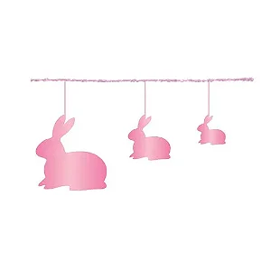 Fio Metalizado Fantasia Coelhos Rosa 2,70m - 01 unidade - Cromus Páscoa - Rizzo Embalagens