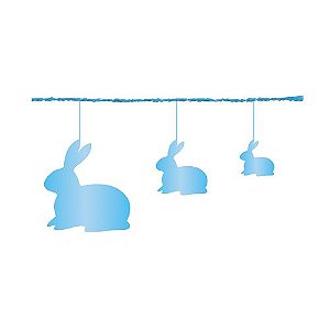 Fio Metalizado Fantasia Coelhos Azul 2,70m - 01 unidade - Cromus Páscoa - Rizzo Embalagens