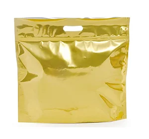 Sacola Metalizada com Zip P 32x40x5cm Dourado - 01 unidade - Cromus - Rizzo Embalagens