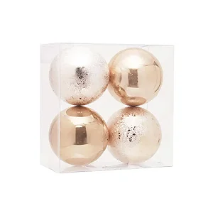 Bola de Natal Lisa - Marfim - 15cm - 4 unidades - Cromus - Rizzo