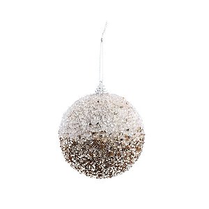 Bola de Natal Paete Glitter - Champagne- 10cm - 4 unidades - Cromus - Rizzo