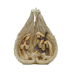 Enfeite Sagrada Família - Branco/Ouro - 27x20cm  - 1 unidade - Cromus - Rizzo