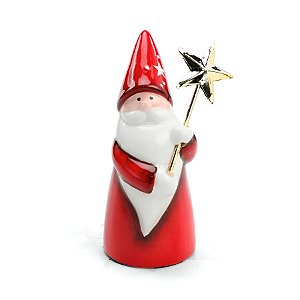 Noel Com Estrela - Vermelho/Branco/Ouro - 12cm - 1 unidade - Cromus - Rizzo