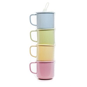 Jogo de Canecas de Plástico com Acabamento Esmaltado - 300ml - 4 unidades - Cromus Páscoa - Rizzo Embalagens