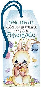 Tag de Páscoa Madeira Coelho Felicidade - LitoArte - Rizzo Embalagens