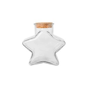 Potinho de Vidro Estrela com Tampa de Rolha - 60ml - 6x7,5cm - Rizzo