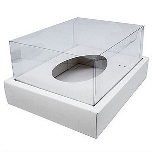 Caixa Ovo de Colher com Moldura - Meio Ovo de 350g - 23cm x 19cm x 9,7cm - Branca - 5unidades - Assk - Páscoa Rizzo