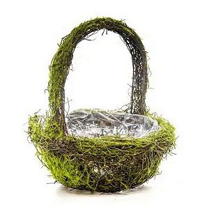 Cesta com Alça Verde Rústica - 20cm x 17m x 17cm - Cromus Páscoa