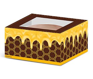 Caixa para 1 Pão de Mel Favo 7,5 x 7,5 x 4cm - 10 unidades - Cromus - Rizzo Embalagens