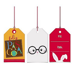 Tags De Para com cordão - Páscoa Cores - 12 unidades - Cromus Páscos - Rizzo Embalagens
