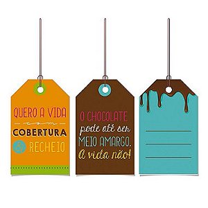 Tags De Para com cordão - Doce Vida - 12 unidades - Cromus Páscos - Rizzo Embalagens