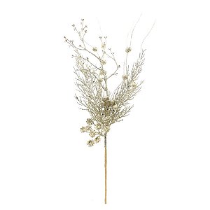 Galho Folhas Glitter - Ouro - 56cm  - 1 unidade - Cromus - Rizzo