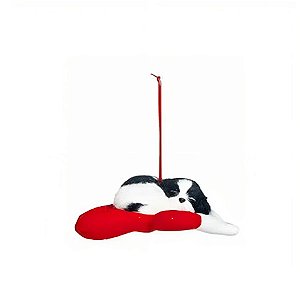 Enfeite Decorativo Cachorro Deitado na Luva - Branco e Preto - 1 unidade - Cromus - Rizzo