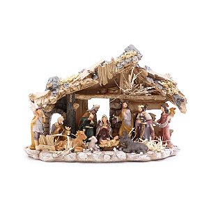 Presépio Natalino com Sagrada Família e 3 Reis Magos - 21cm - 1 unidade - Cromus - Rizzo