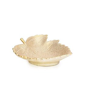Prato Decorativo com Formato de Folha Ouro - 21cm - 1 unidade - Cromus - Rizzo