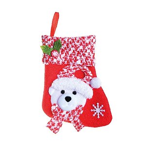 Enfeite para Pendurar Bota Urso com Gorro Vermelho - 16cm - 1 unidade - Cromus - Rizzo