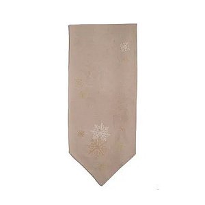 Caminho de Mesa Flocos de Neve Bege/Dourado - 175cm - 1 unidade - Cromus - Rizzo