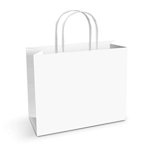 Sacola de Papel G 28x38x12cm - Branca - Horizontal - 50 unidades - Cromus - Rizzo