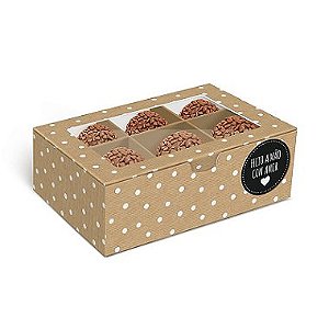 Caixa para 6 brigadeiros 12,5x8,5x4,5cm Pop Kraft - 10 unidades - Cromus - Rizzo Embalagens